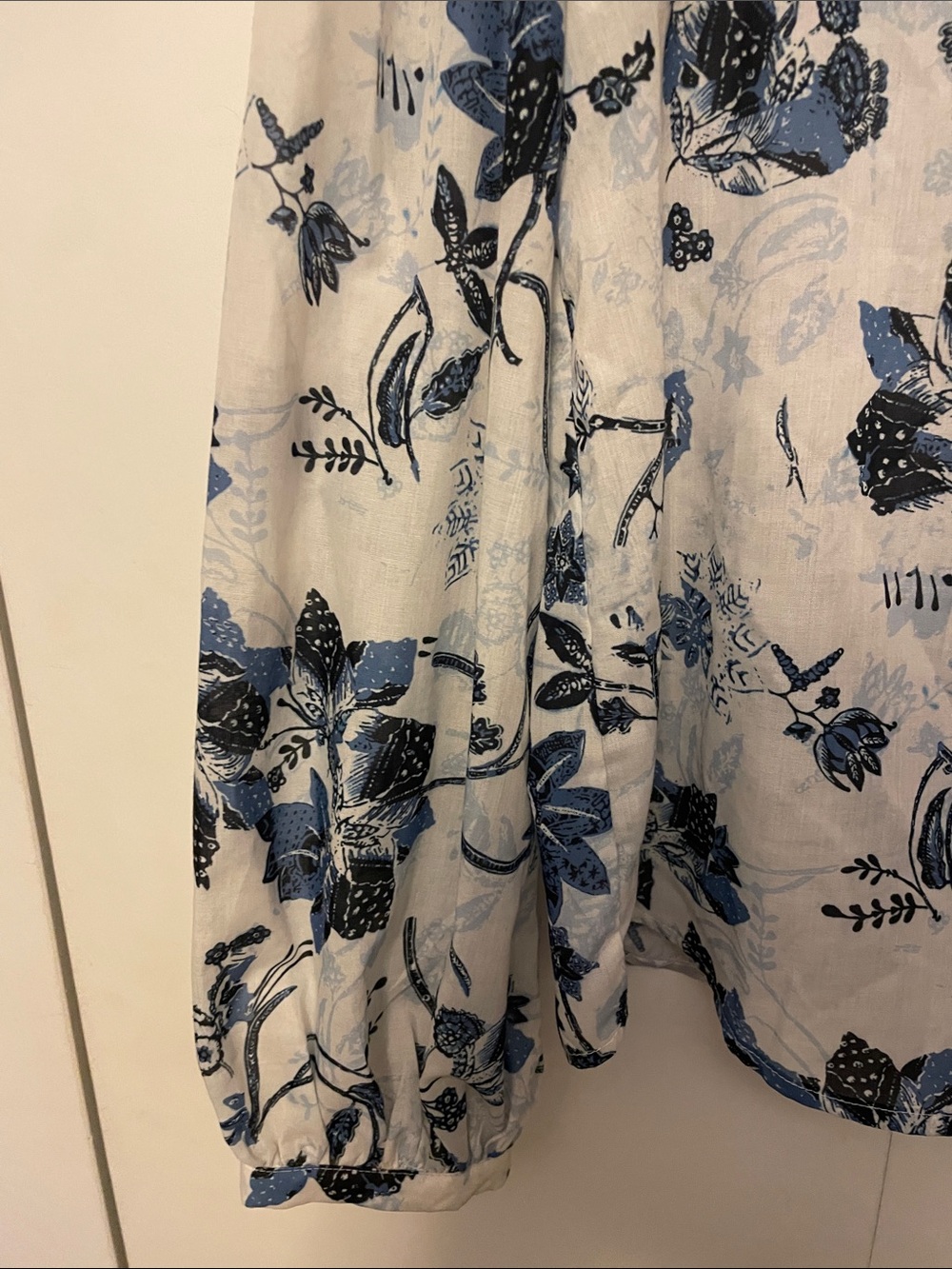 Blue Floral Button-Front Ruffle Blouse - Picture 6 of 7